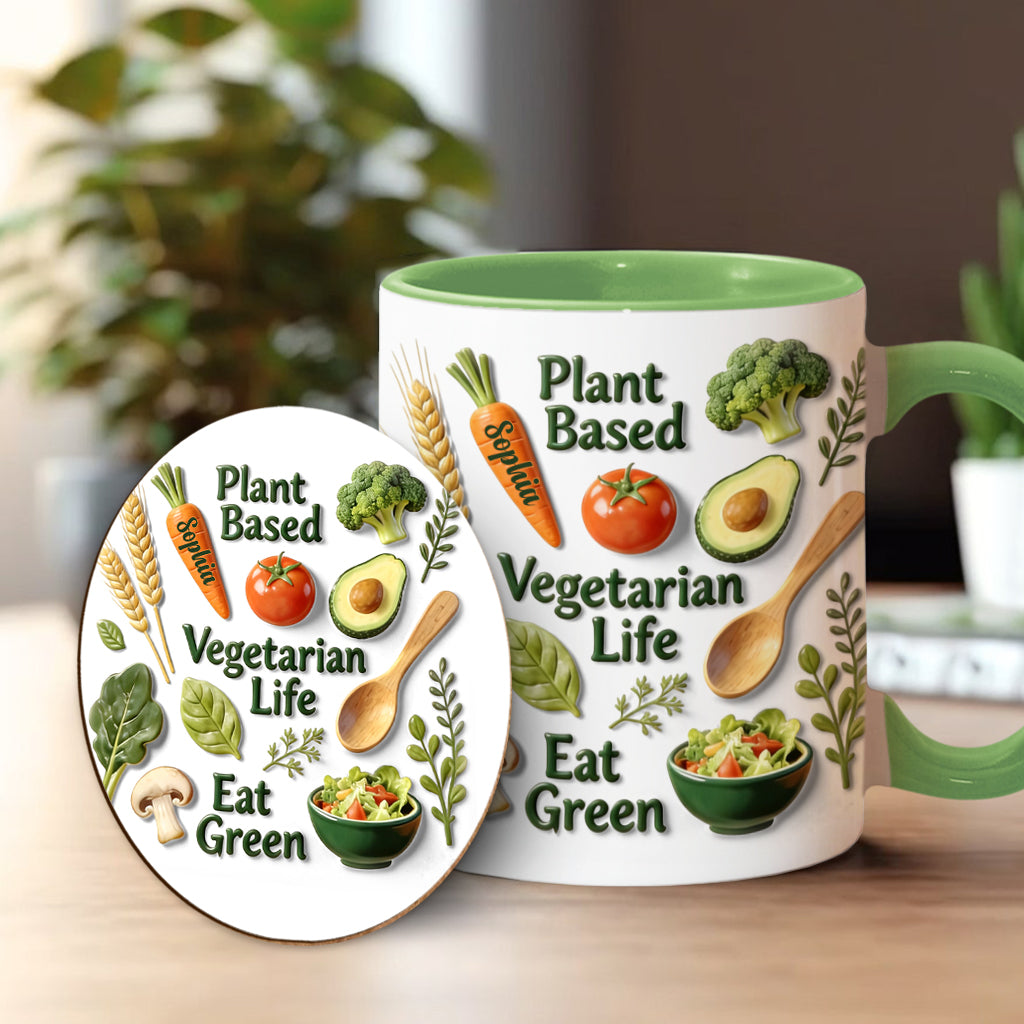 Vegetarian Life - Personalized Veterinarian Accent Mug & Coaster