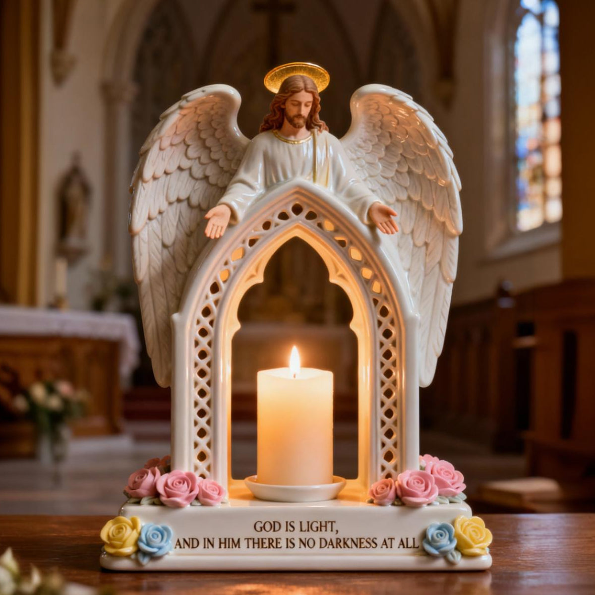 Gott ist Licht – Personalisiertes christliches Kerzenhalterschild