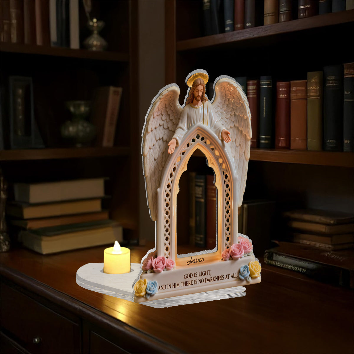 Gott ist Licht – Personalisiertes christliches Kerzenhalterschild