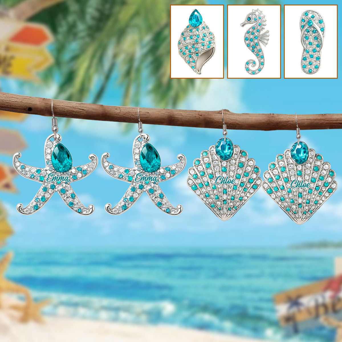 Beach Lovin' Girl - Personalized Sea Lover Earrings