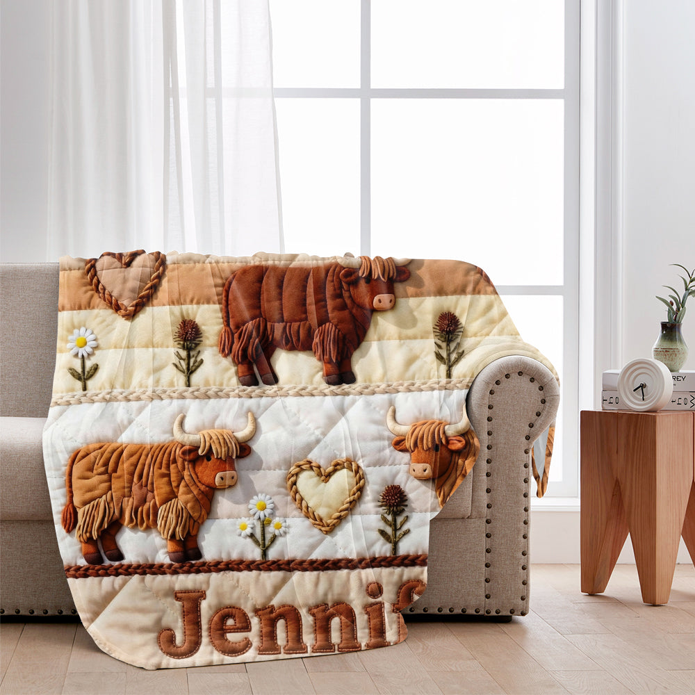 Bauernhofleben – Personalisierte Decke mit Hochlandrindern