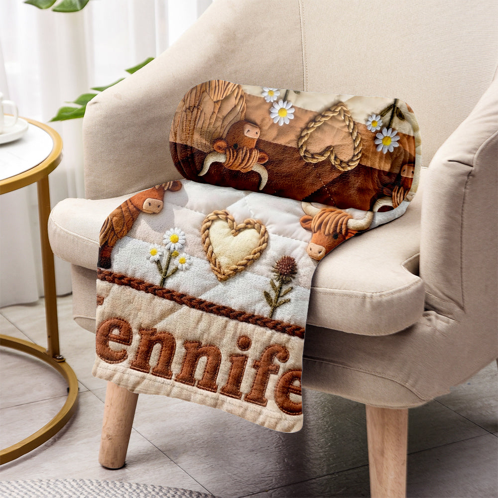 Bauernhofleben – Personalisierte Decke mit Hochlandrindern