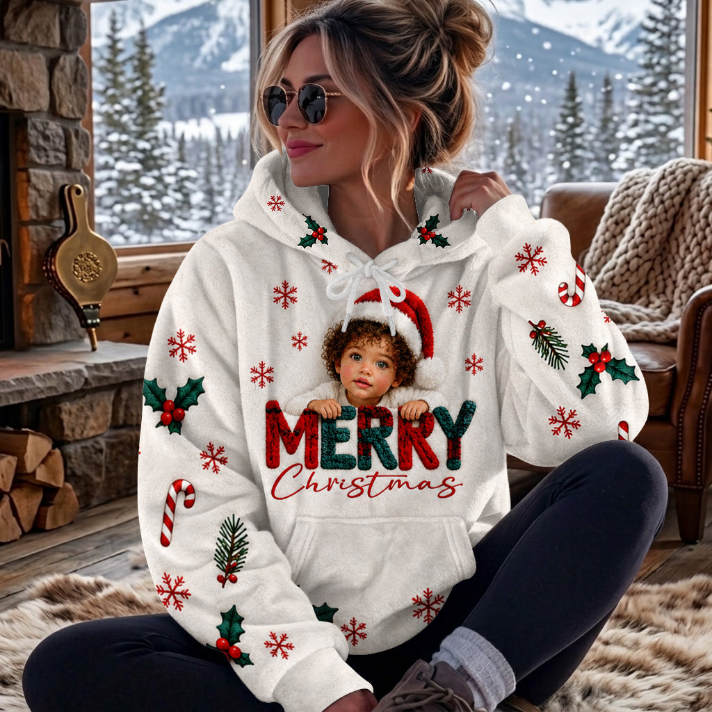 Frohe Weihnachten - Personalisierter Kinder Fleece Hoodie