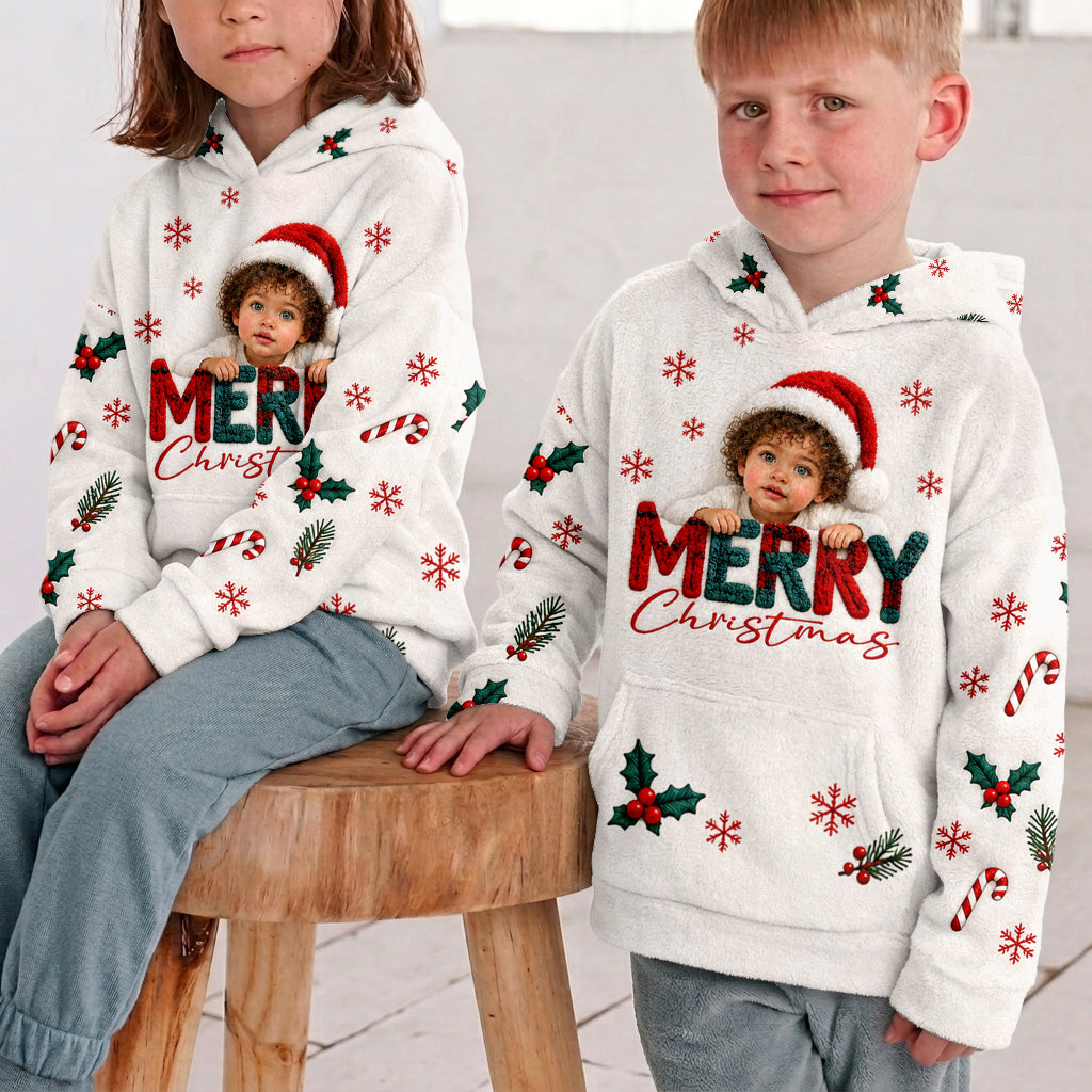 Frohe Weihnachten - Personalisierter Kinder Fleece Hoodie