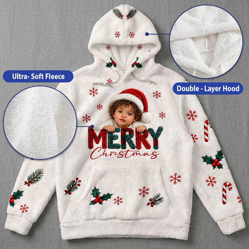 Frohe Weihnachten - Personalisierter Kinder Fleece Hoodie