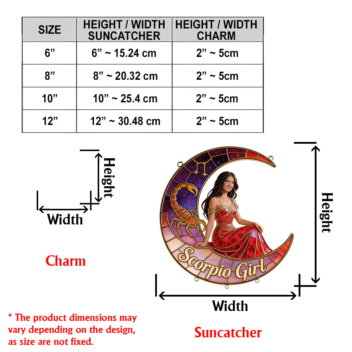 Any Photo Zodiac Style - Personalized Horoscope Window Hanging Suncatcher With Charms