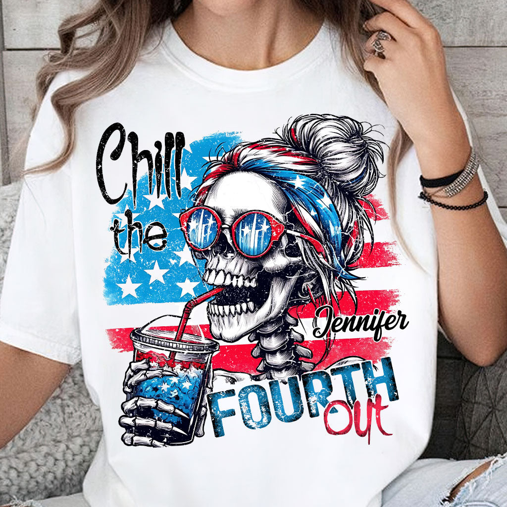 Entspannt euch am vierten Juli – personalisiertes Totenkopf-T-Shirt und Hoodie