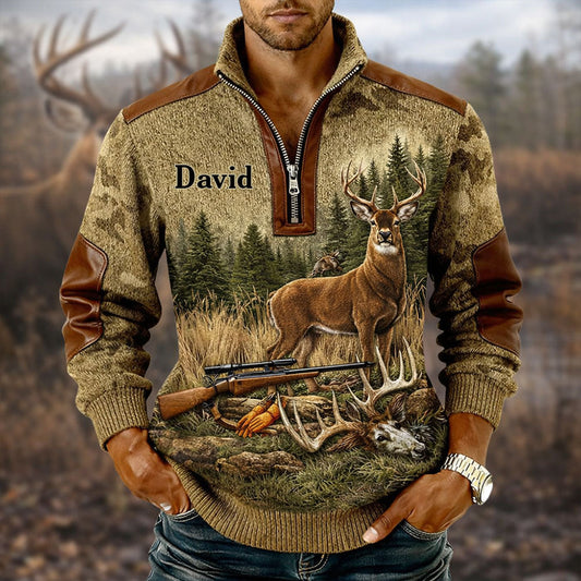 Hunting For Life - Personalized Hunting Men Zip-Up Sweatshirt