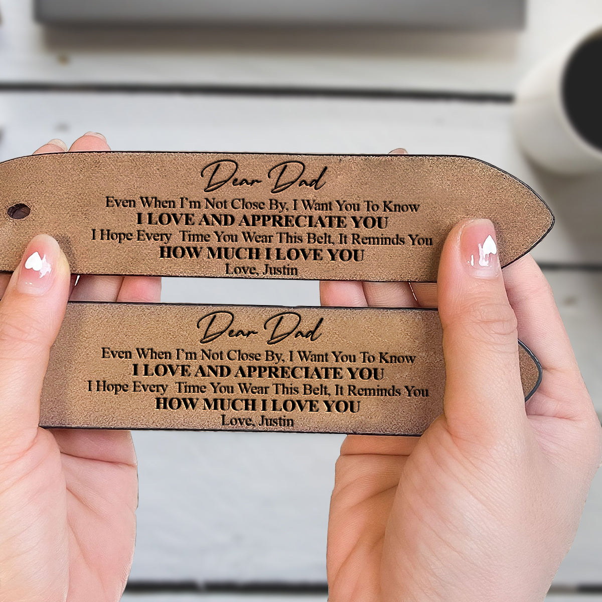 Ich liebe dich – Personalisierter Ledergürtel für Väter