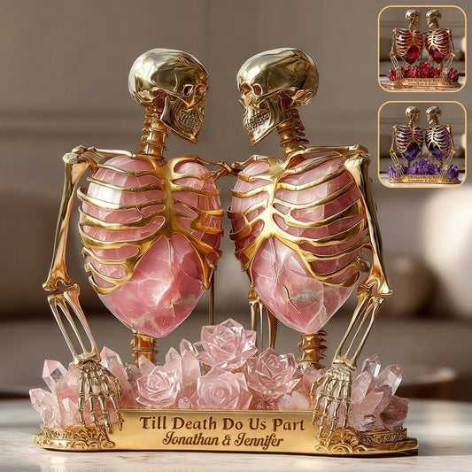 Quartz & Gold Skeleton, Till Death Do Us Part - Personalized Couple Custom Shaped Acrylic Plaque
