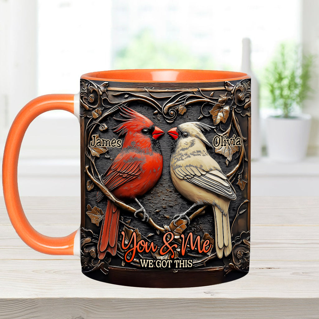 Kardinalvogel-Paar – Personalisierte Tasse mit Pärchenmotiv