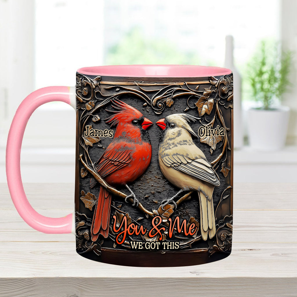 Kardinalvogel-Paar – Personalisierte Tasse mit Pärchenmotiv