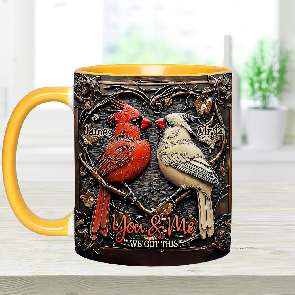 Kardinalvogel-Paar – Personalisierte Tasse mit Pärchenmotiv