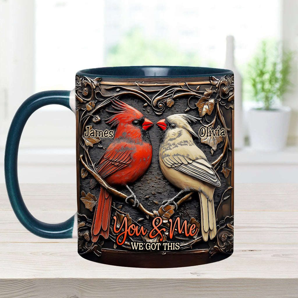 Kardinalvogel-Paar – Personalisierte Tasse mit Pärchenmotiv