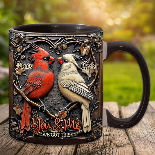Kardinalvogel-Paar – Personalisierte Tasse mit Pärchenmotiv