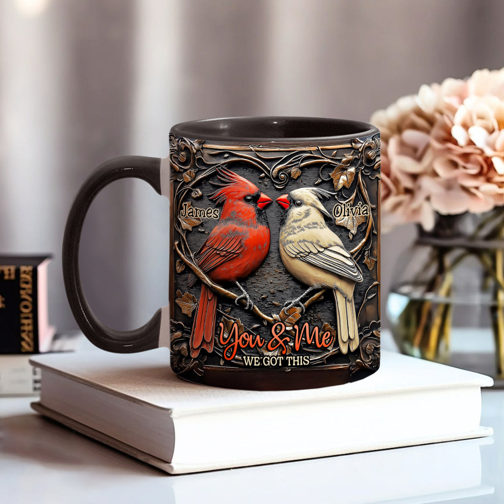 Kardinalvogel-Paar – Personalisierte Tasse mit Pärchenmotiv