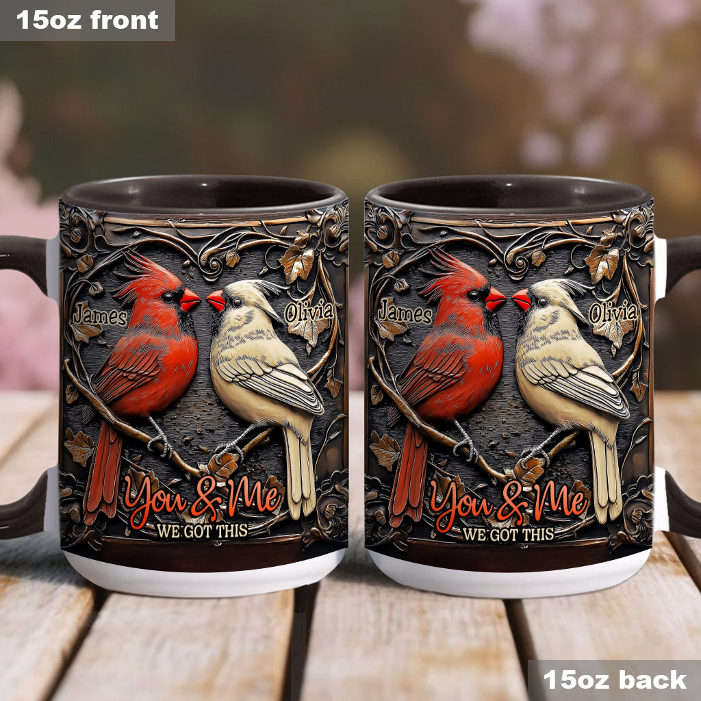 Kardinalvogel-Paar – Personalisierte Tasse mit Pärchenmotiv