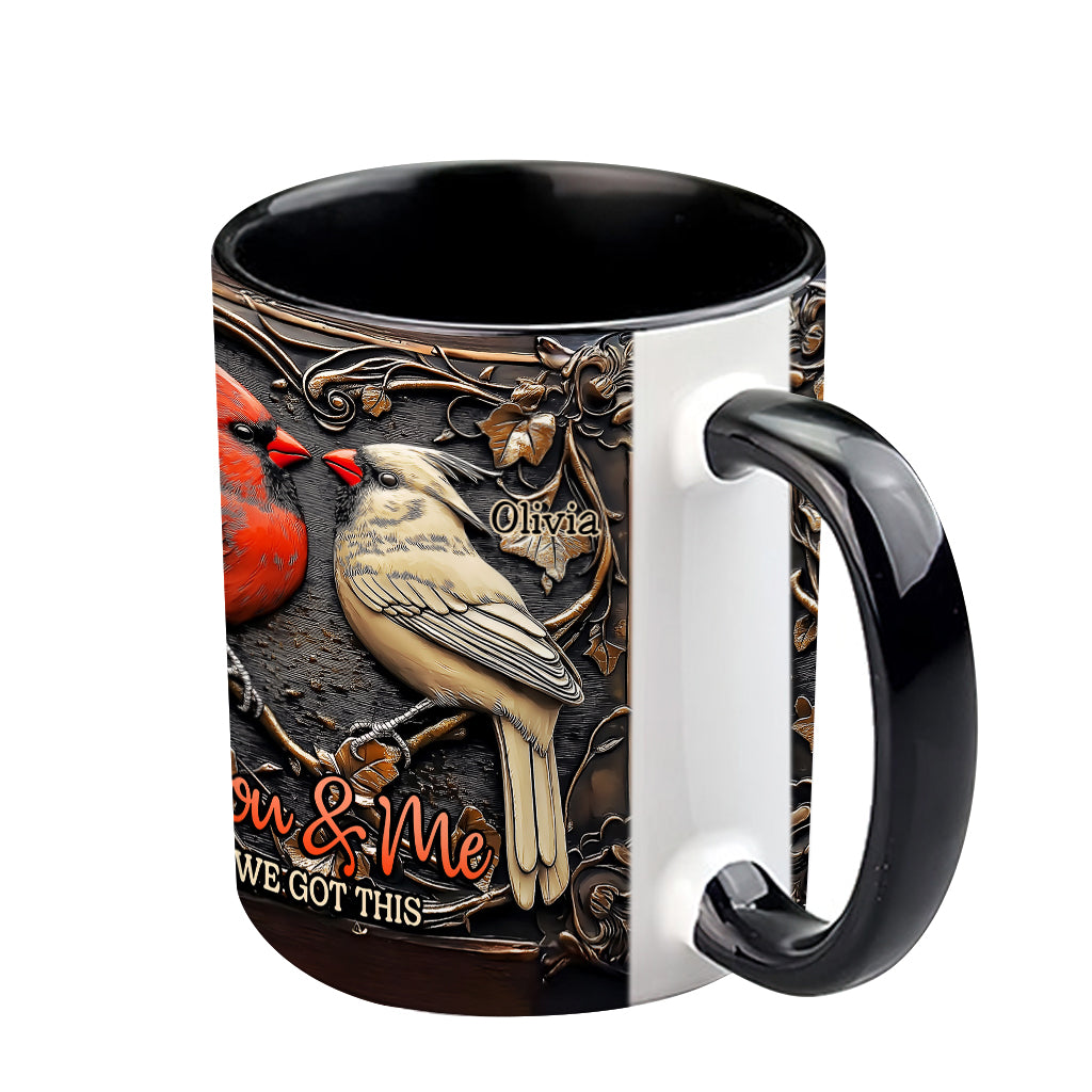 Kardinalvogel-Paar – Personalisierte Tasse mit Pärchenmotiv