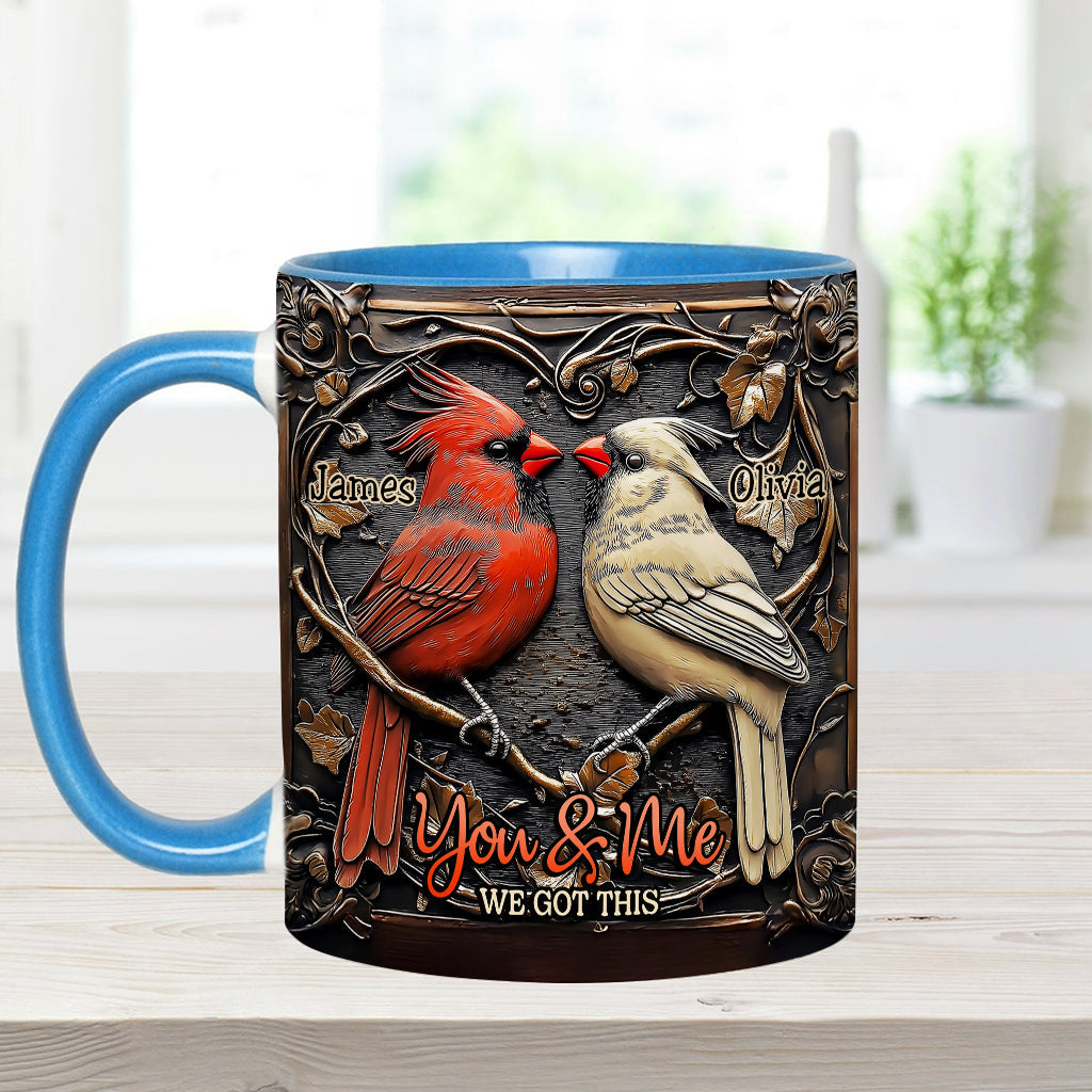Kardinalvogel-Paar – Personalisierte Tasse mit Pärchenmotiv