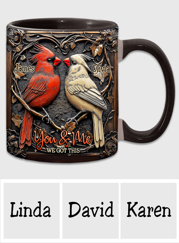 Kardinalvogel-Paar – Personalisierte Tasse mit Pärchenmotiv