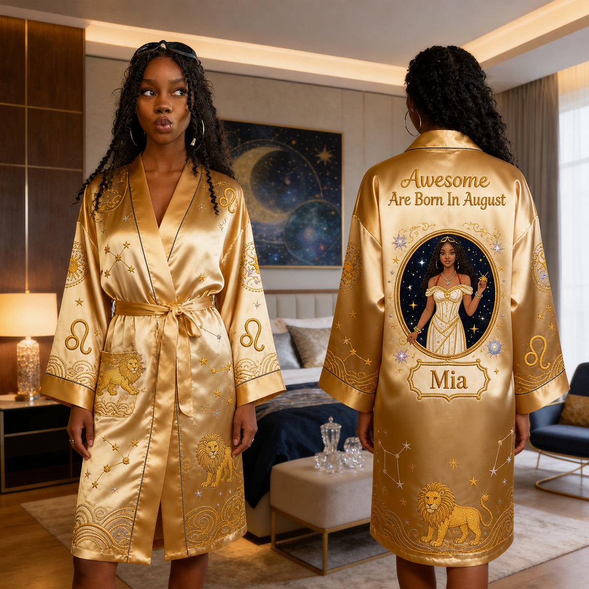 Awesome People - Personalized Horoscope Satin Robe
