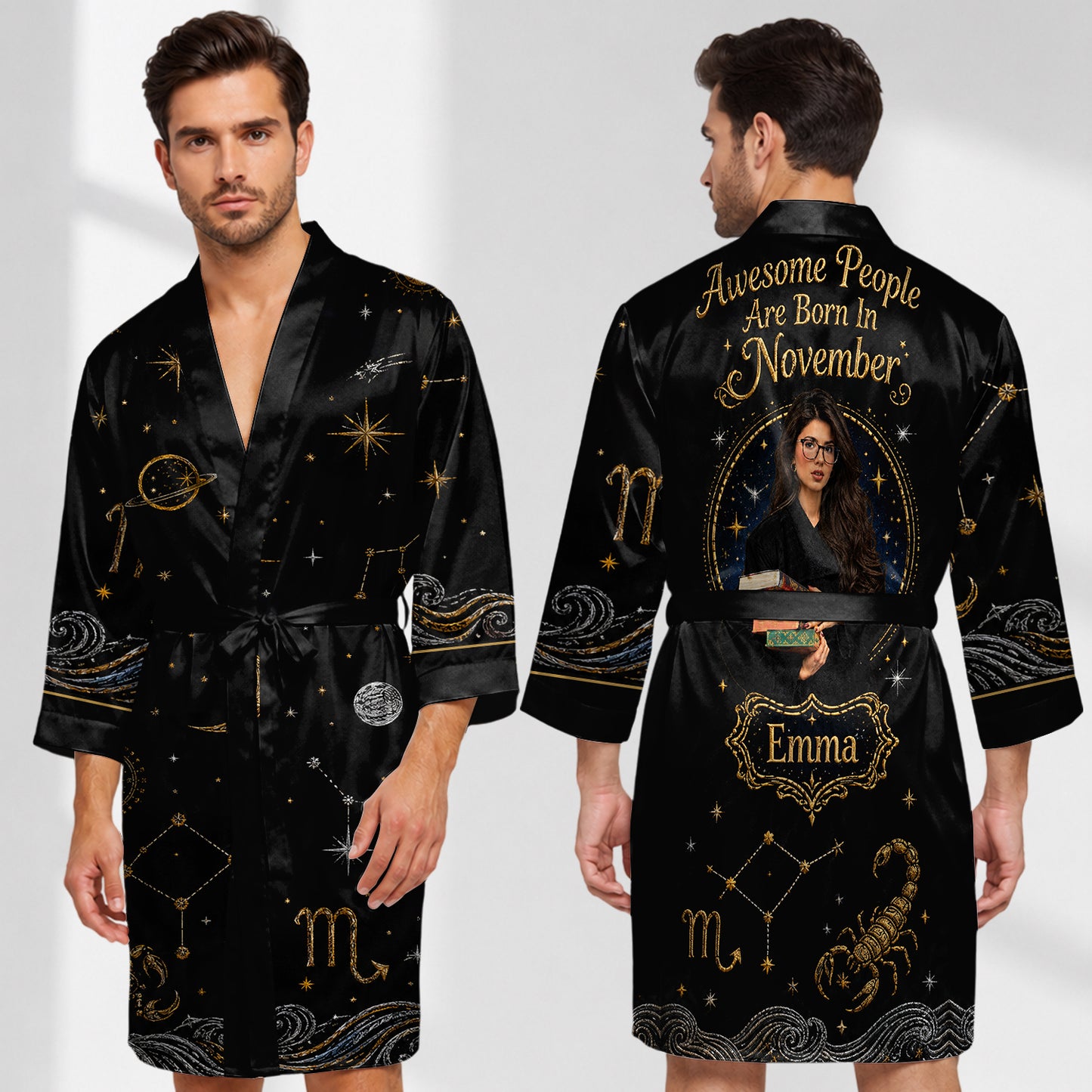 Awesome People - Personalized Horoscope Satin Robe