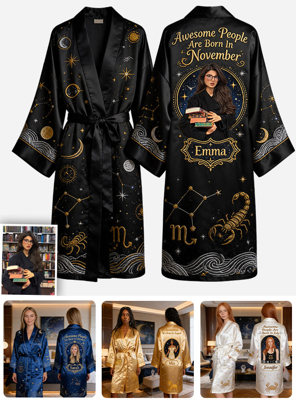 Awesome People - Personalized Horoscope Satin Robe