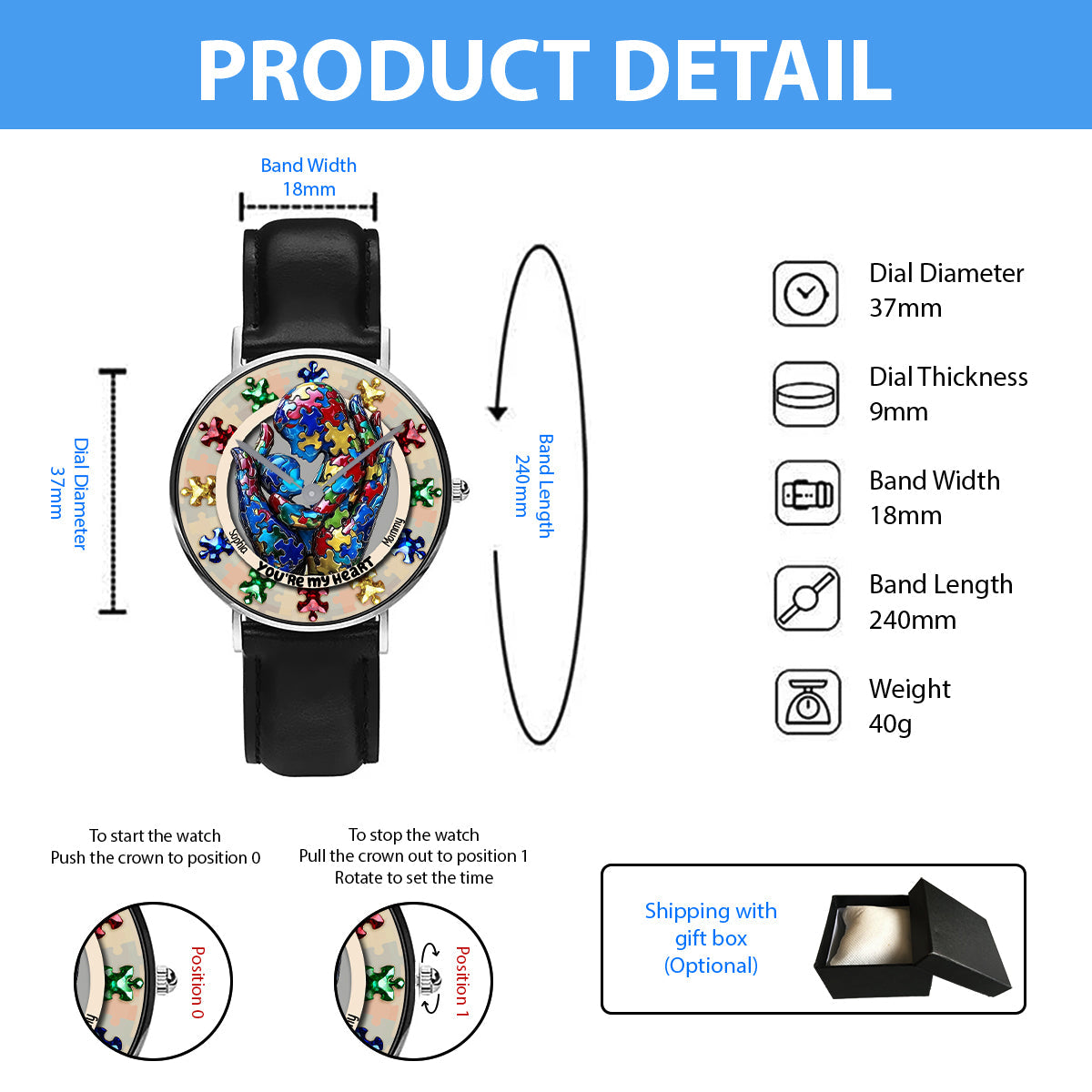 You Are My Heart - Personalized Autism Awareness Hand Watch