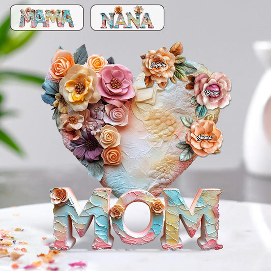 Florale Mutterschaft – Personalisierte Acrylplakette in individueller Form für die Mutter