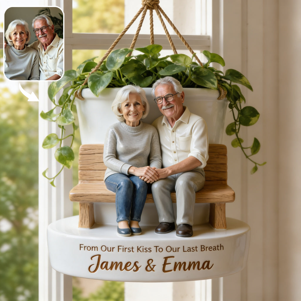 Liebe wächst hier - Personalisierter hängender Topf für Paare
