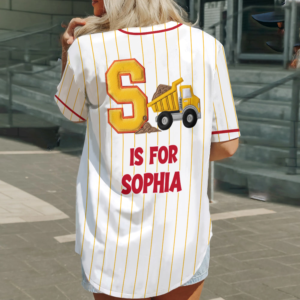 Alphabet-Baufahrzeuge - Personalisiertes Kinder-Baseballtrikot