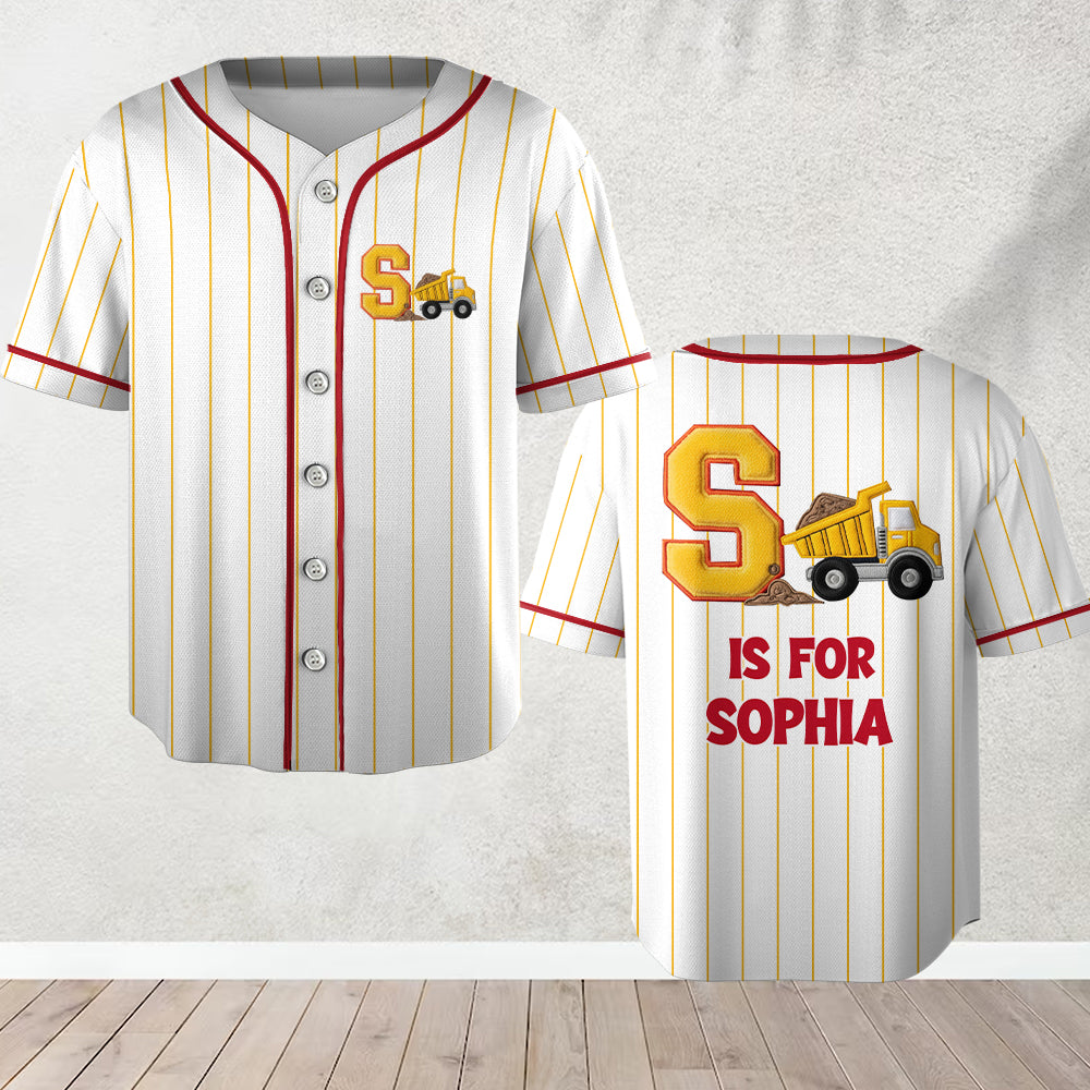 Alphabet-Baufahrzeuge - Personalisiertes Kinder-Baseballtrikot