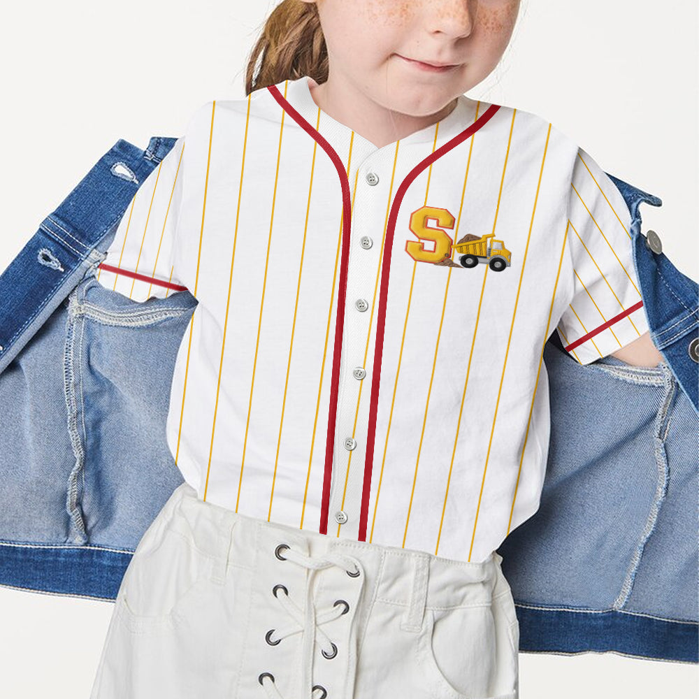 Alphabet-Baufahrzeuge - Personalisiertes Kinder-Baseballtrikot