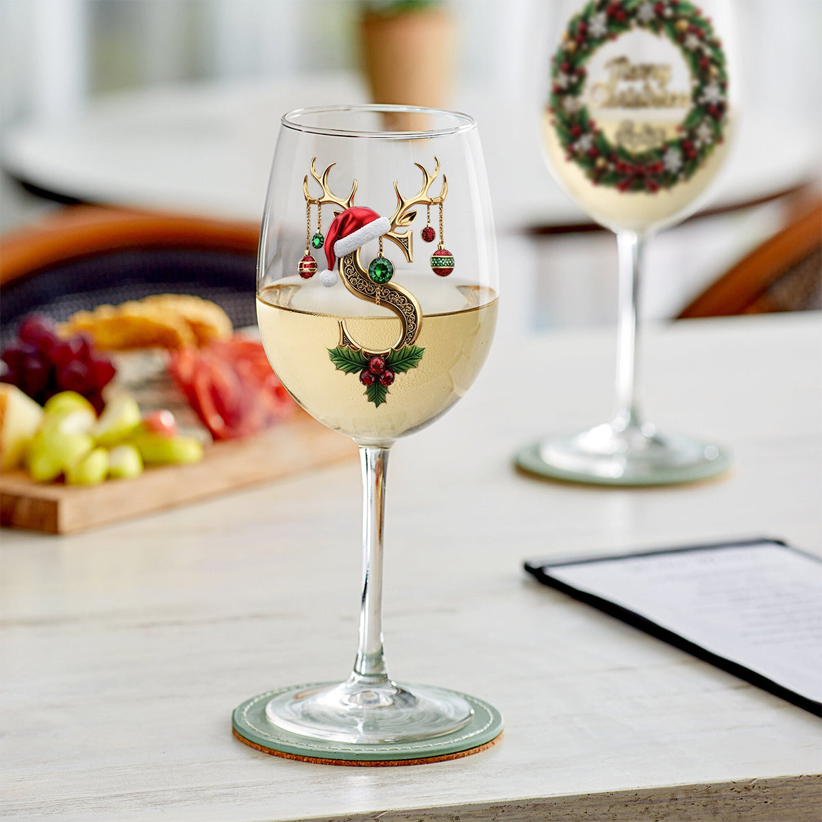 Frohe Weihnachten – Personalisiertes Familienweinglas mit langem Stiel