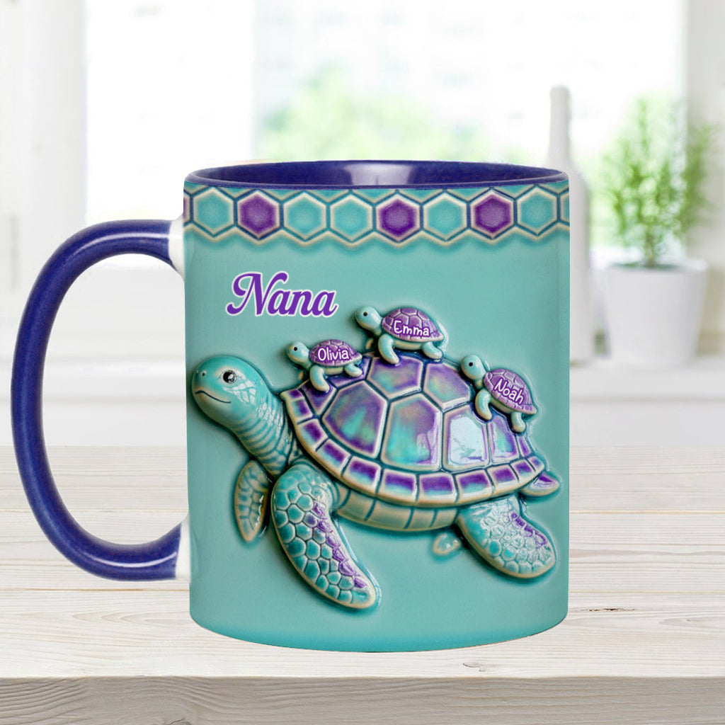 Nana Turtle Gift For Mom Grandma - Personalized Grandma Accent Mug