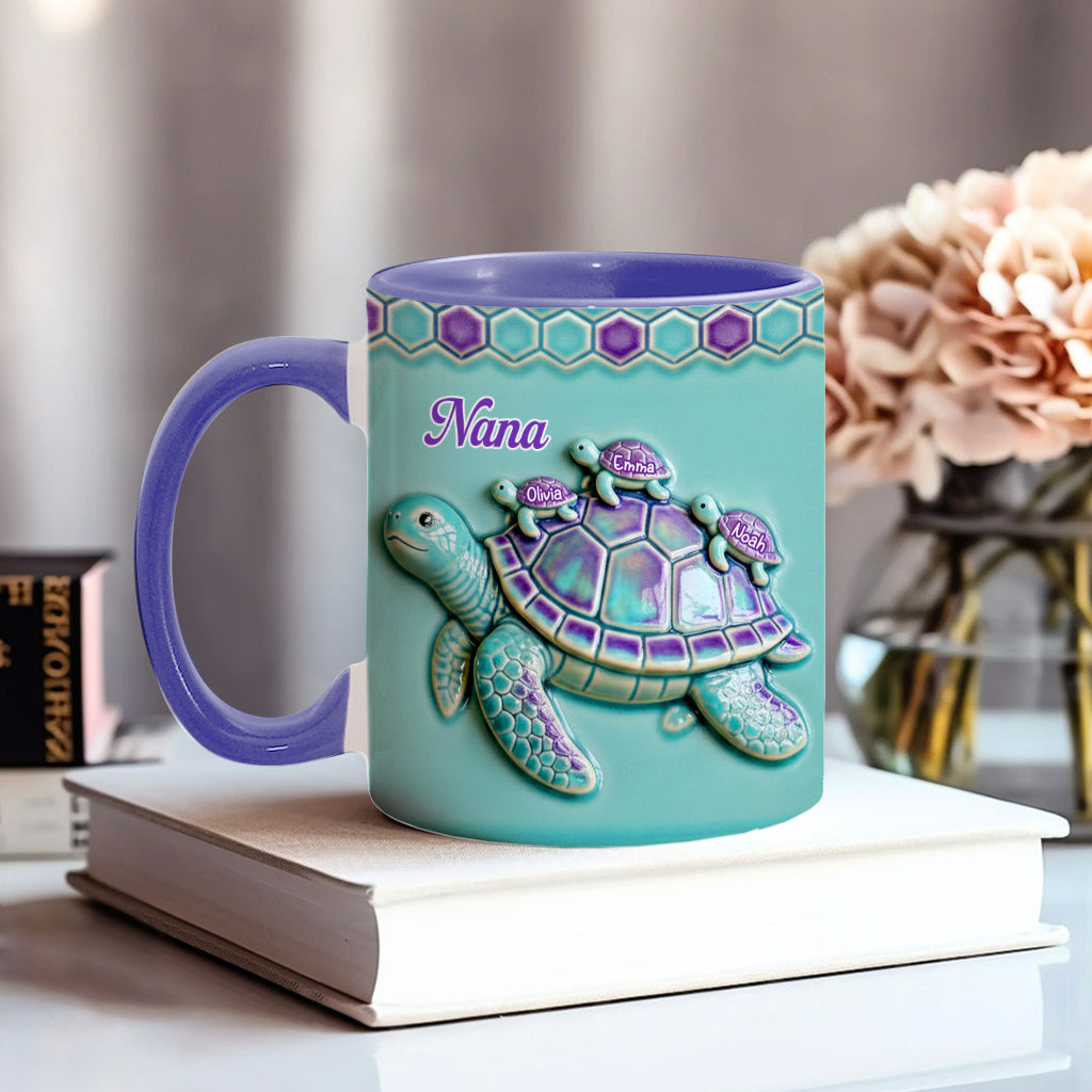 Nana Turtle Gift For Mom Grandma - Personalized Grandma Accent Mug