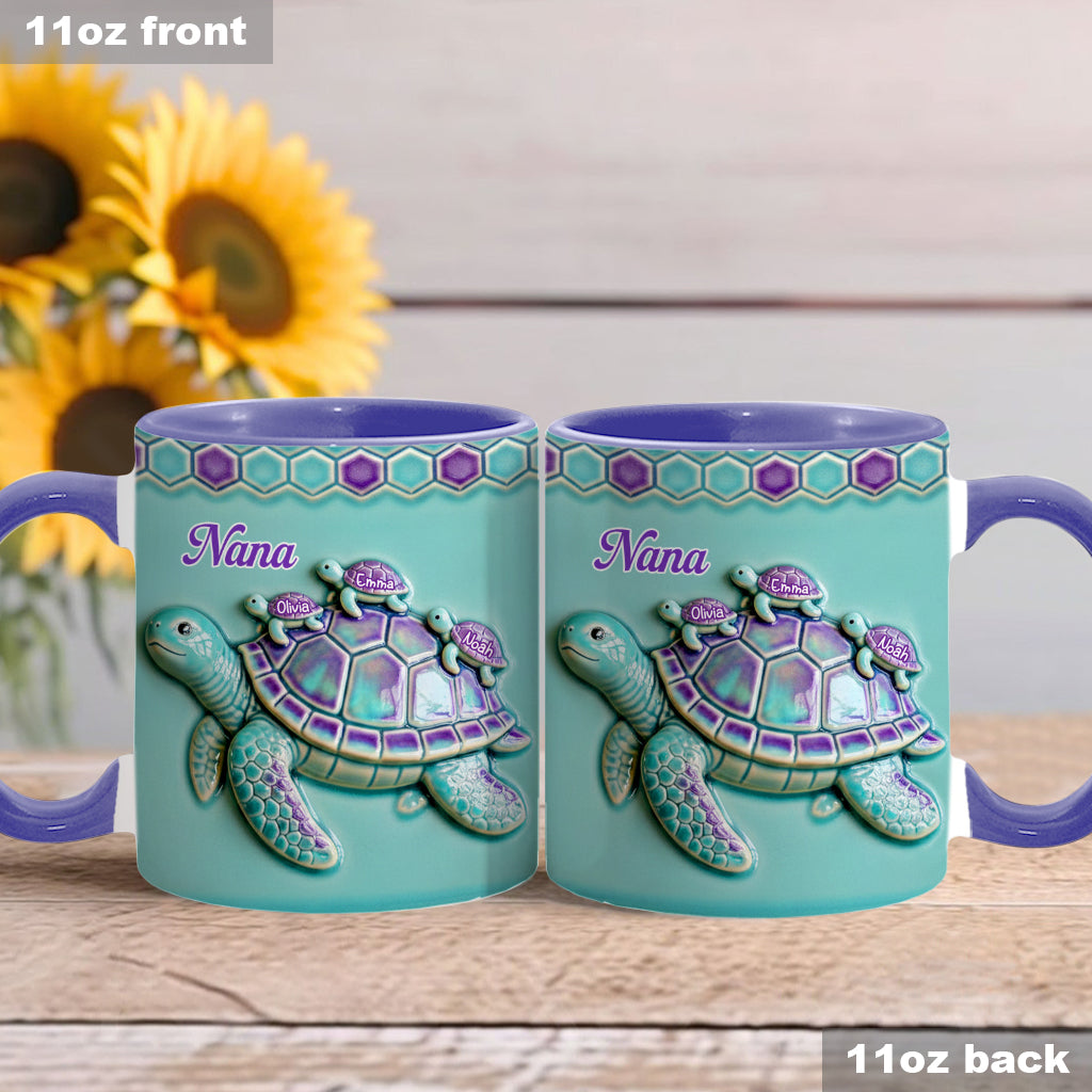 Nana Turtle Gift For Mom Grandma - Personalized Grandma Accent Mug