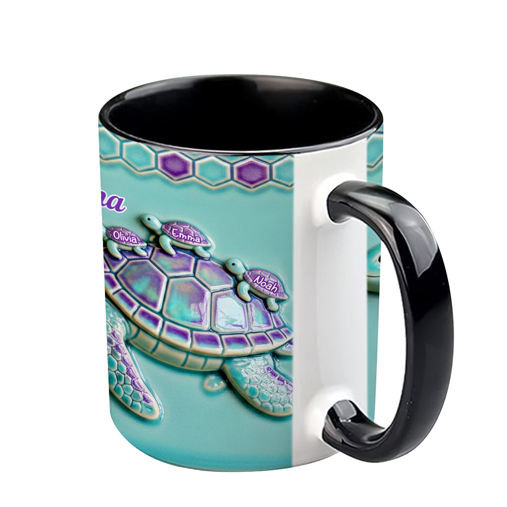 Nana Turtle Gift For Mom Grandma - Personalized Grandma Accent Mug