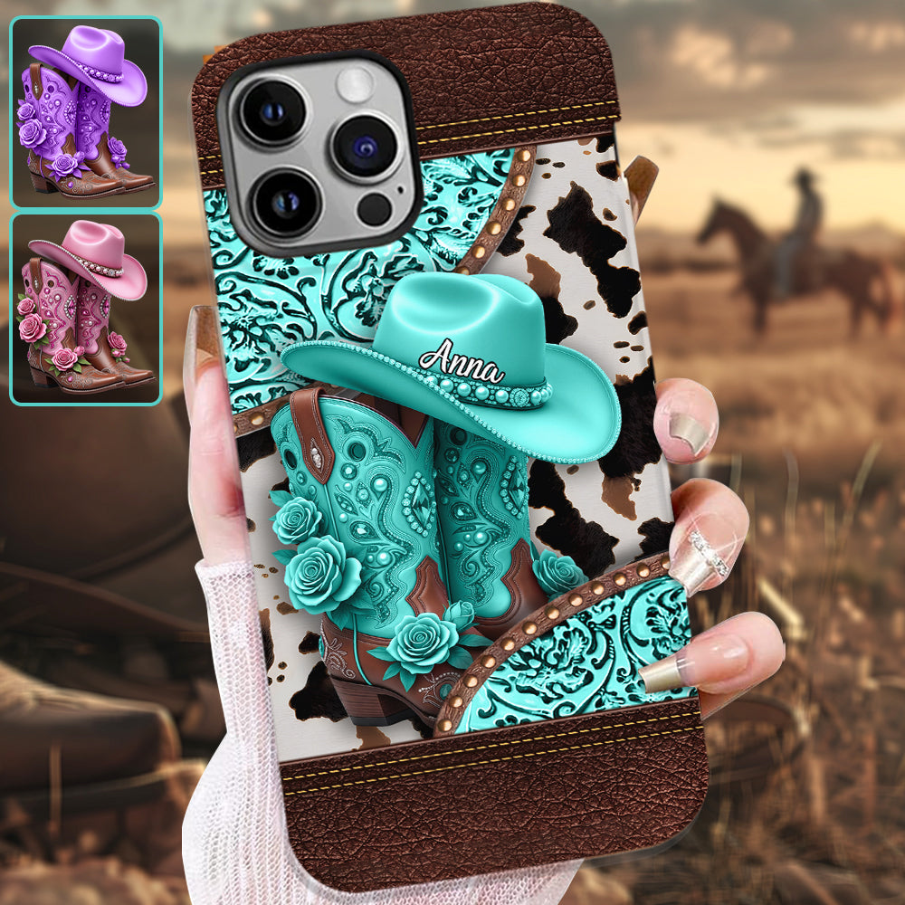 Western-Cowgirl-Stiefel – Personalisierte Handyhülle mit Cowgirl-Vollprint