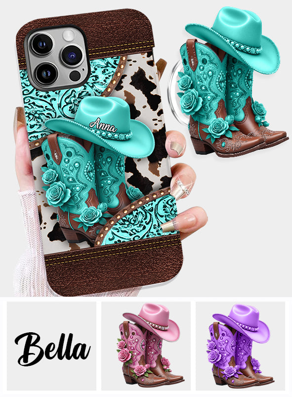 Western-Cowgirl-Stiefel – Personalisierte Handyhülle mit Cowgirl-Vollprint