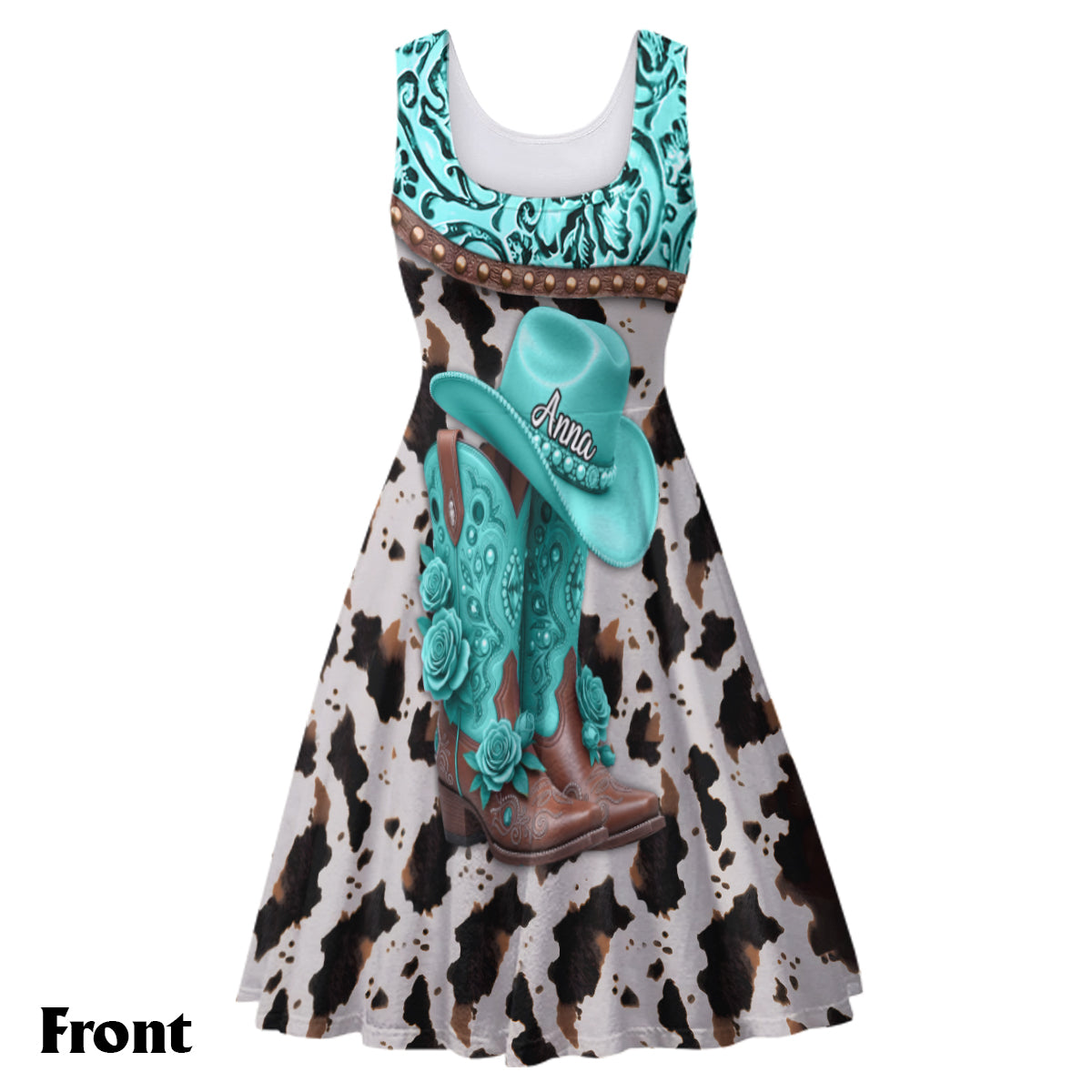 Western Cowgirl Boots - Personalized Cowgirl Sleeveless Dress