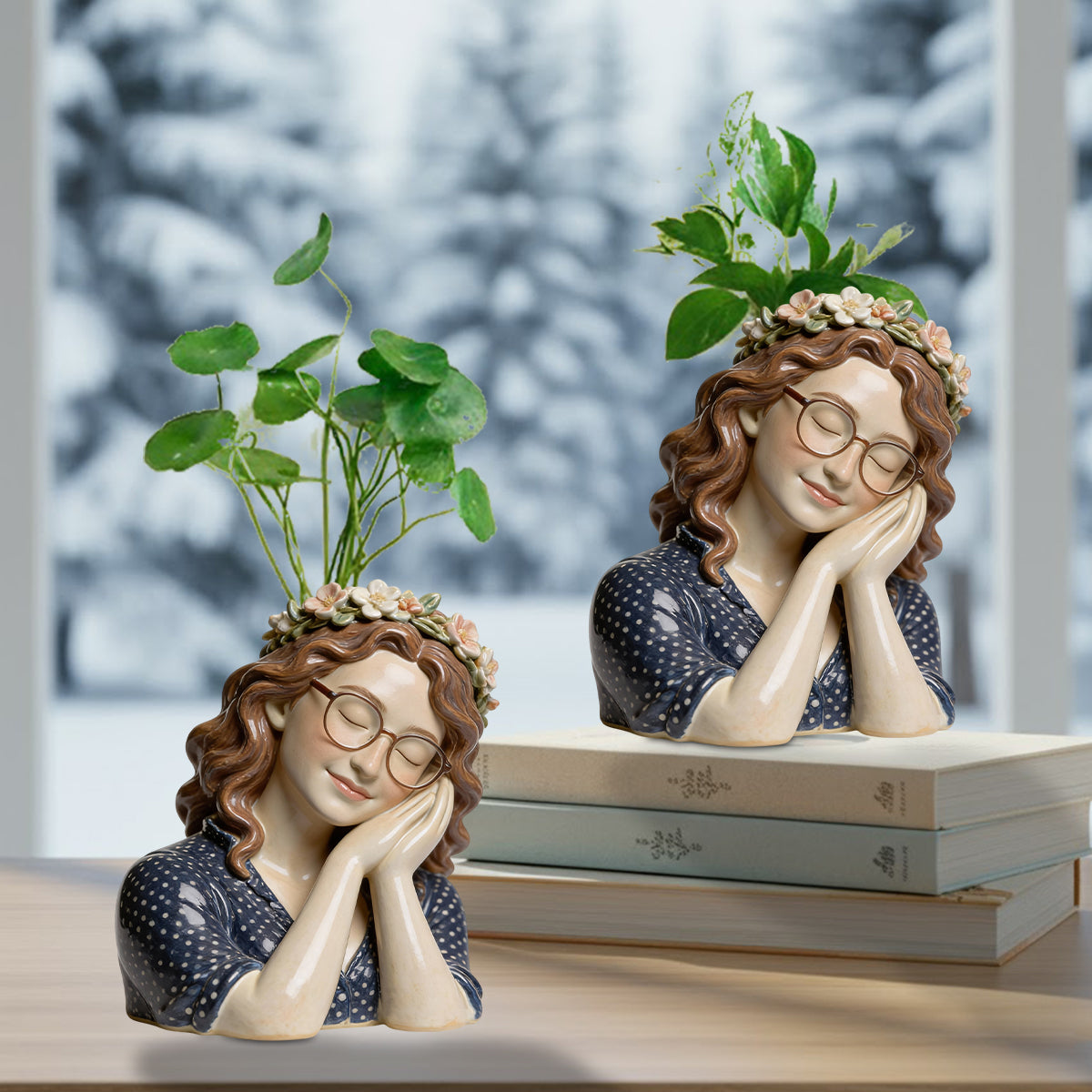 Dreaming Girl – Personalisierte Gartenvase aus Acryl in individueller Form
