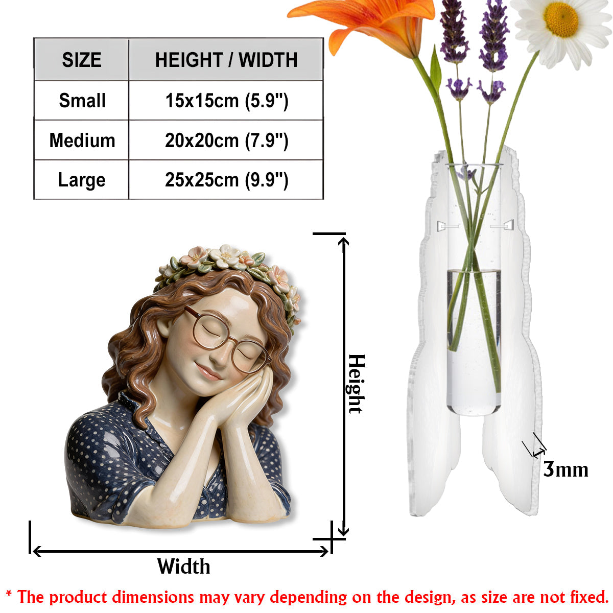 Dreaming Girl – Personalisierte Gartenvase aus Acryl in individueller Form