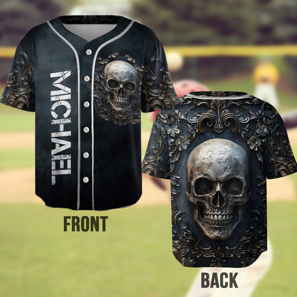 Starker Totenkopf – personalisiertes Totenkopf-Baseballtrikot