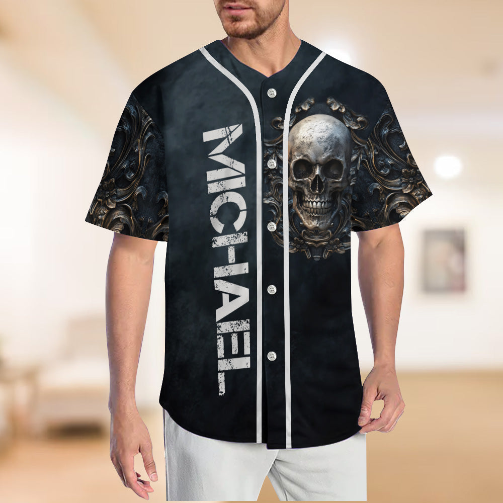Starker Totenkopf – personalisiertes Totenkopf-Baseballtrikot