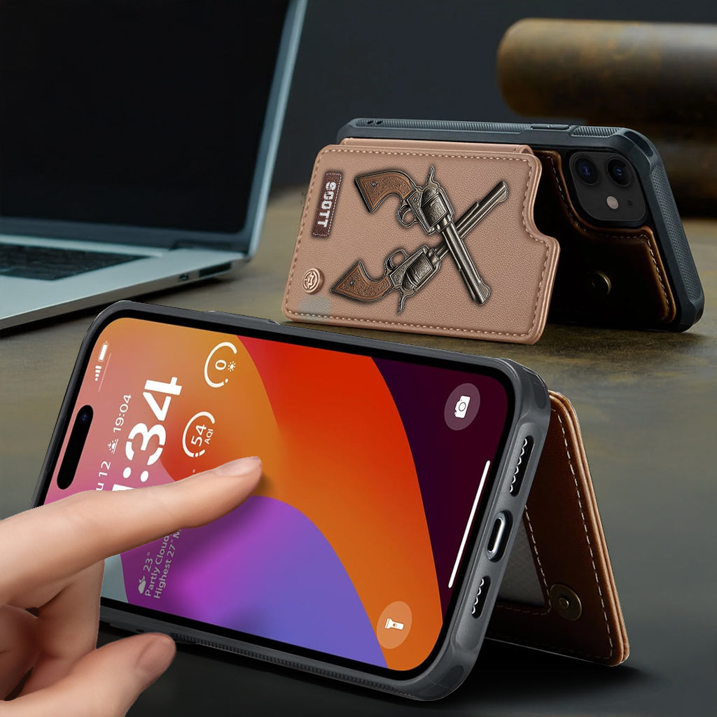 Gekreuzte Pistolen – Personalisierte Handyhülle mit taktischer Ausrüstung