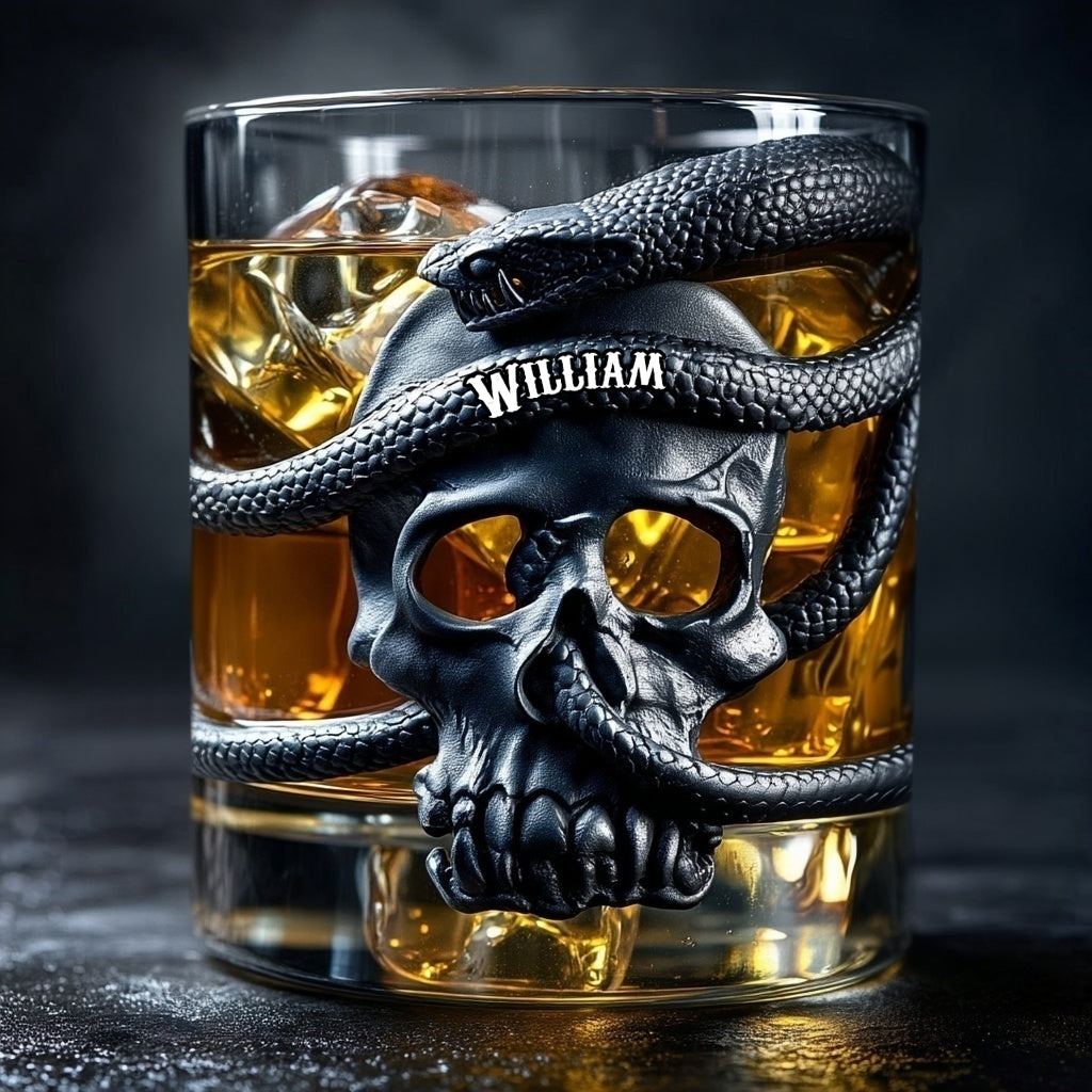 Skull & Snake - Personalized Skull Whiskey Glass