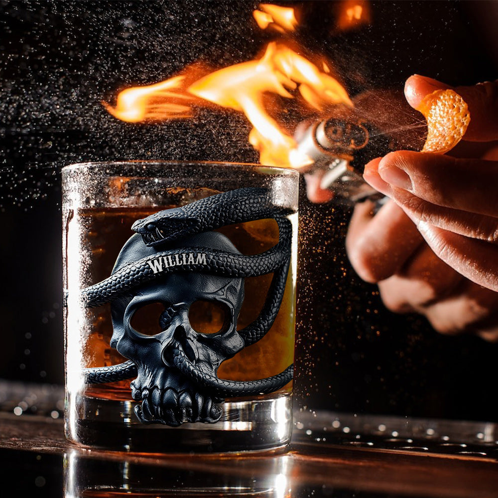 Skull & Snake - Personalized Skull Whiskey Glass
