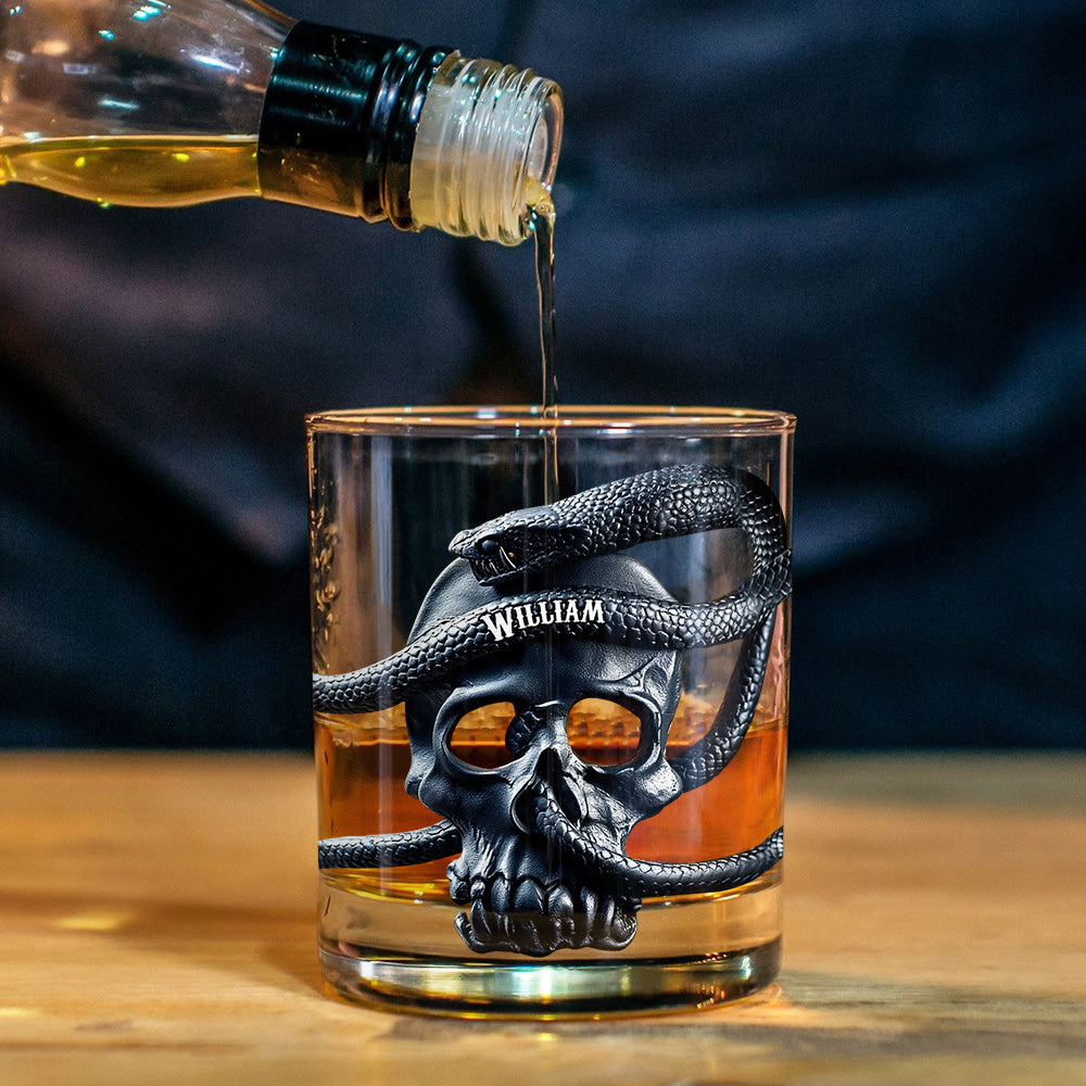 Skull & Snake - Personalized Skull Whiskey Glass