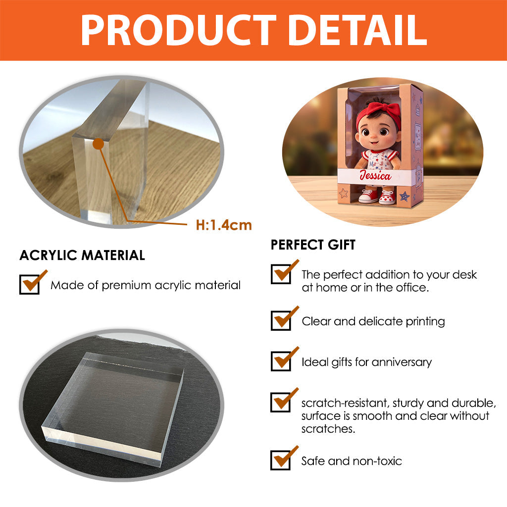 Ich liebe dich, Baby – personalisierte Acrylplakette in Kinderform